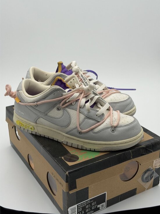 NIKE Dunk Low Off White Lot 24 Mens 10 Sail Neutral Grey Washed‎ Coral Leather main image 2